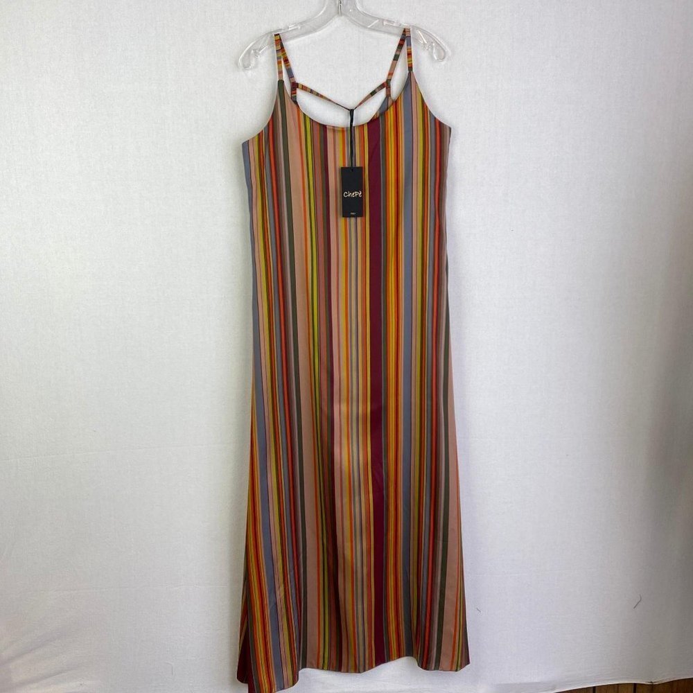 CHEPE Slick Colorful Stripe Dress NWT